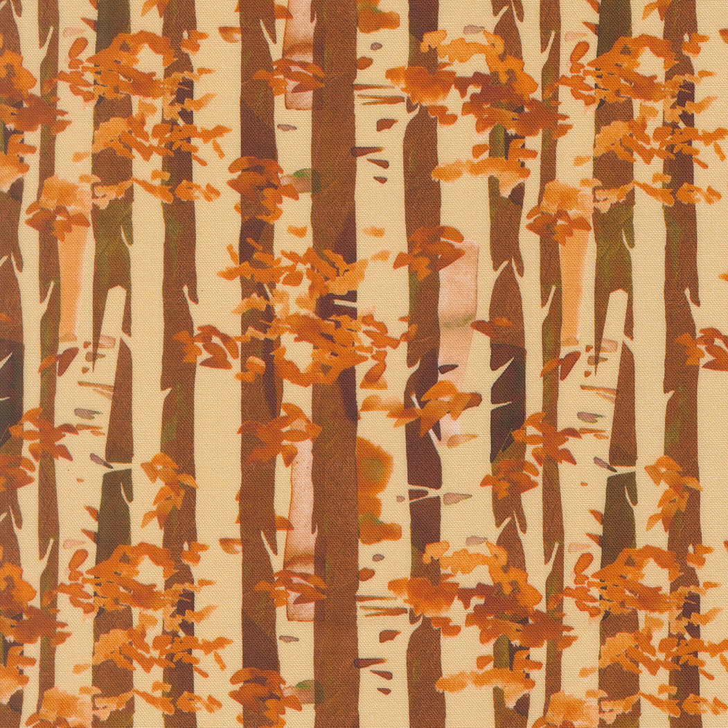 Northern Brights Birch Stripes Landscape Watercolor Cedar by Amarilys Henderson for Moda Fabrics 21857-12