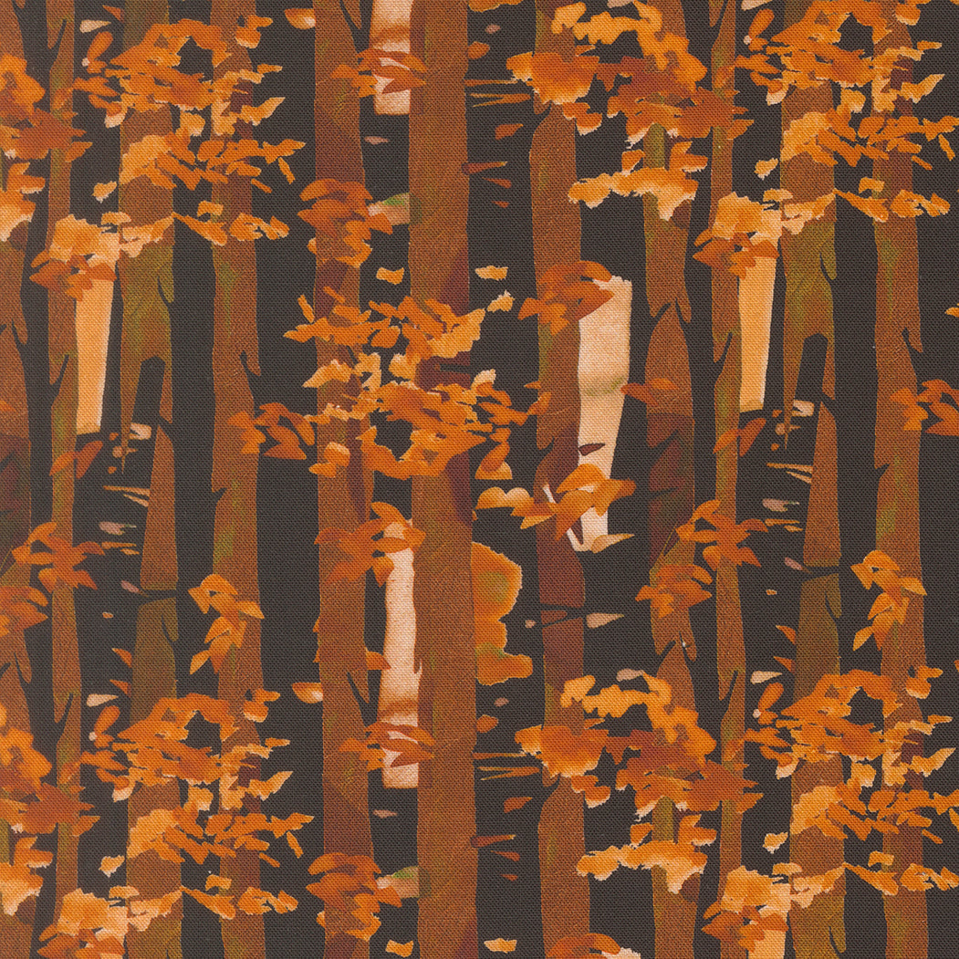 Northern Brights Birch Stripes Landscape Watercolor Night Sky by Amarilys Henderson for Moda Fabrics 21857-13