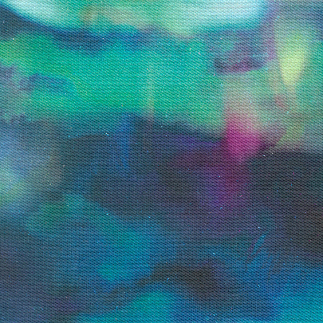 Northern Brights Northern Lights Landscape Watercolor Sky by Amarilys Henderson for Moda Fabrics 21859-11 scale