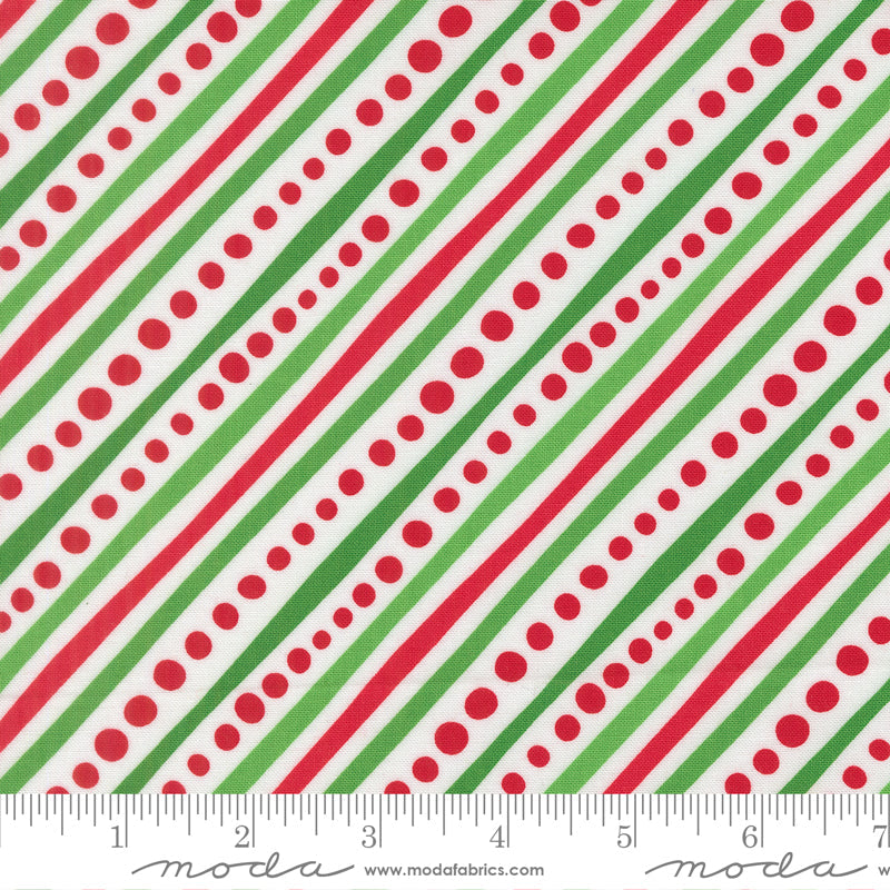 Snow Time Dotted Bias Stripe Stripes Winter White by Me and My Sister Designs for Moda Fabrics 22504-11 scale