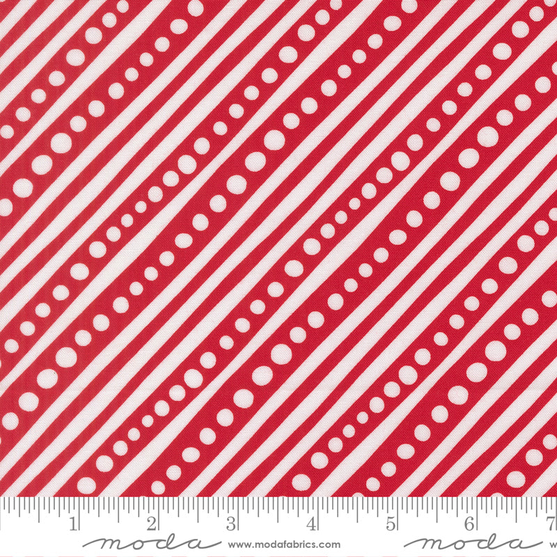 Snow Time Dotted Bias Stripe Stripes Hollyleaf by Me and My Sister Designs for Moda Fabrics 22504-12 scale