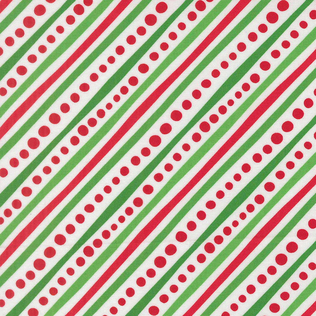 Snow Time Dotted Bias Stripe Stripes Winter White by Me and My Sister Designs for Moda Fabrics 22504-11