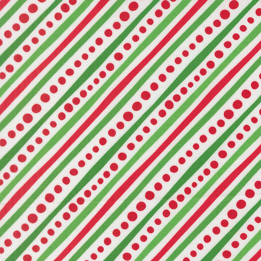 Snow Time Dotted Bias Stripe Stripes Winter White by Me and My Sister Designs for Moda Fabrics 22504-11