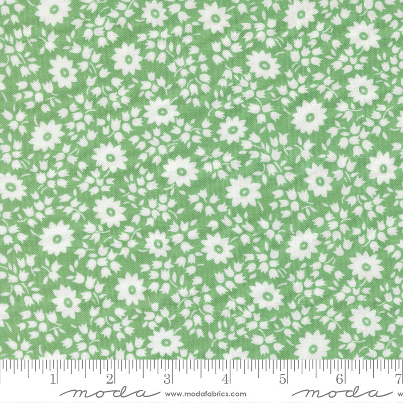 30s Playtime Perky Posies Florals Aloe by Linzee McCray for Moda Fabrics 23372-16 scale