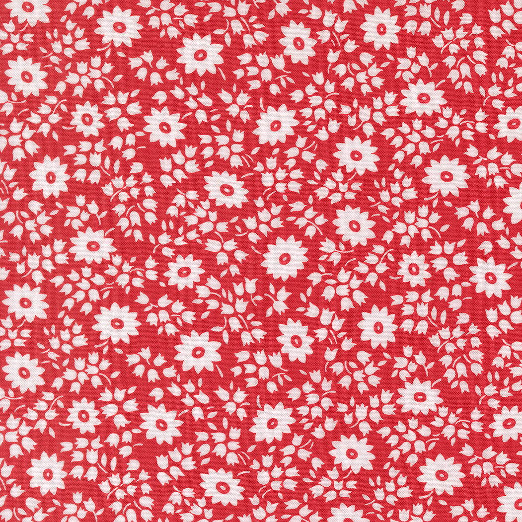 30s Playtime Perky Posies Florals Scarlet by Linzee McCray for Moda Fabrics 23372-14
