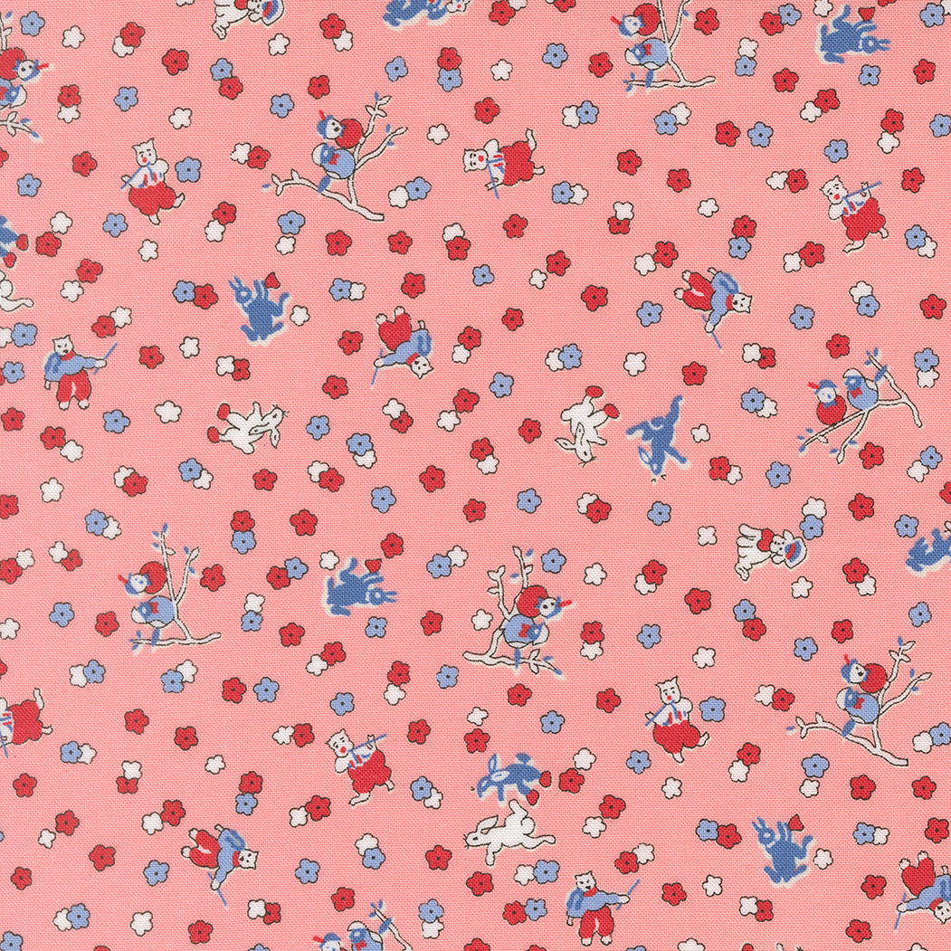 30s Playtime Frolicking Friends Novelty Animals Petal by Linzee McCray for Moda Fabrics 23373-13 scale