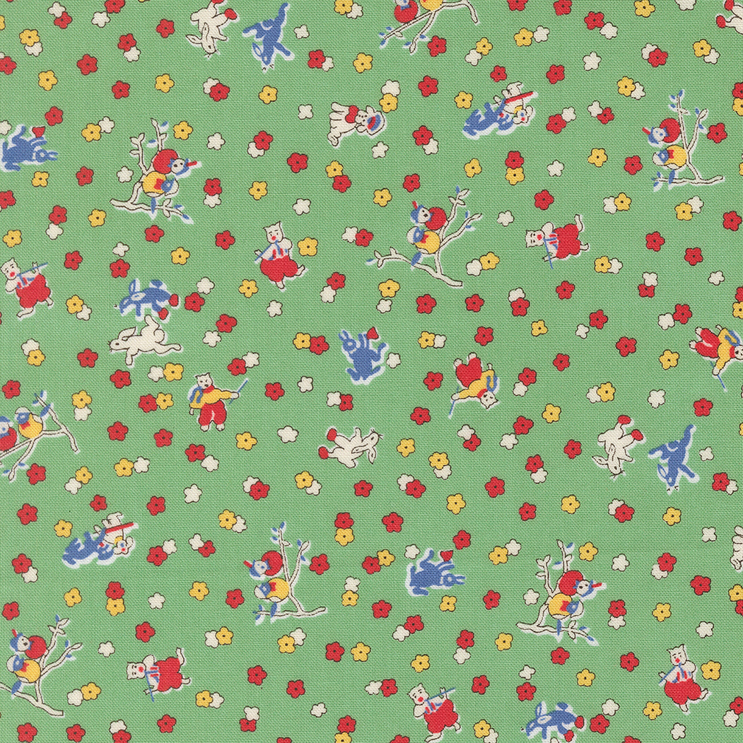 30s Playtime Frolicking Friends Novelty Animals Aloe by Linzee McCray for Moda Fabrics 23373-16