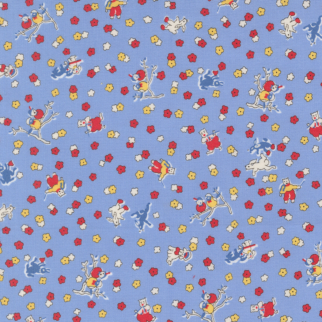 30s Playtime Frolicking Friends Novelty Animals Sky by Linzee McCray for Moda Fabrics 23373-17