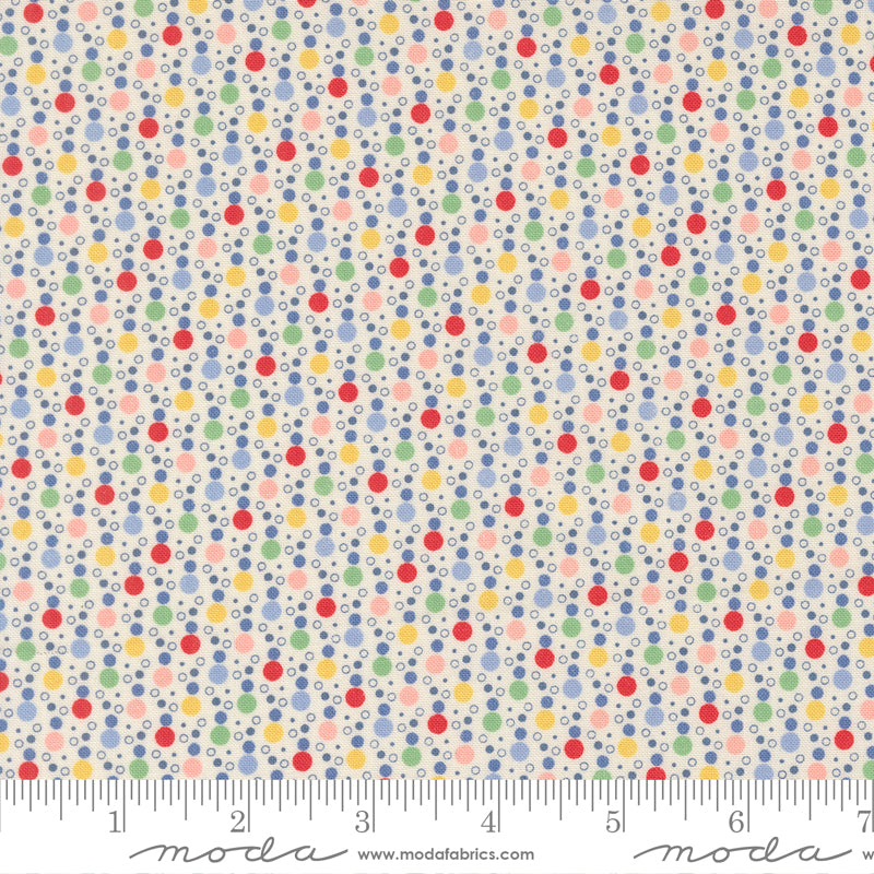 30s Playtime Bubbly Dots Dots Primary by Linzee McCray for Moda Fabrics 23376-11 scale