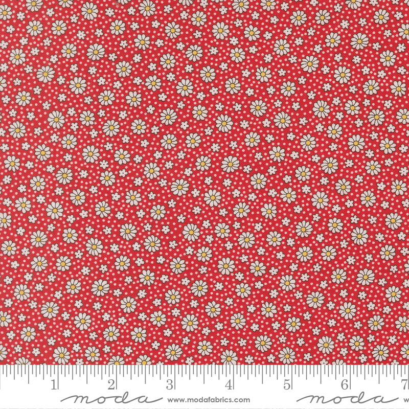 30s Playtime Dotty Daisy Ditsy Dots Scarlet by Linzee McCray for Moda Fabrics 23379-14 scale