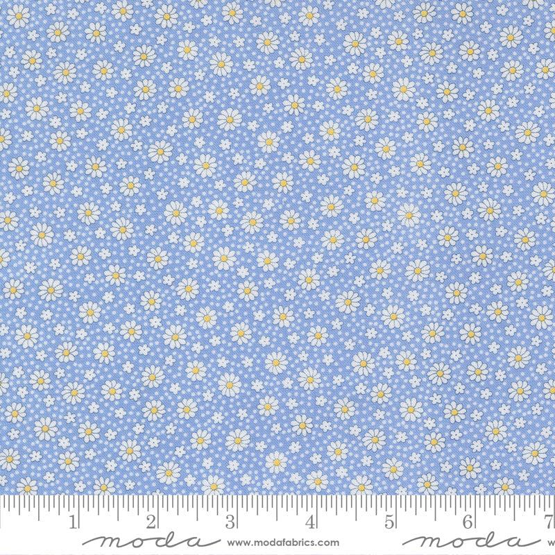 30s Playtime Dotty Daisy Ditsy Dots Sky by Linzee McCray for Moda Fabrics 23379-17 scale