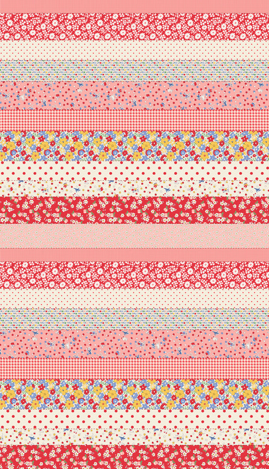 30s Playtime Cheater Stripes Scrappy Scarlet by Linzee McCray for Moda Fabrics 23380-11