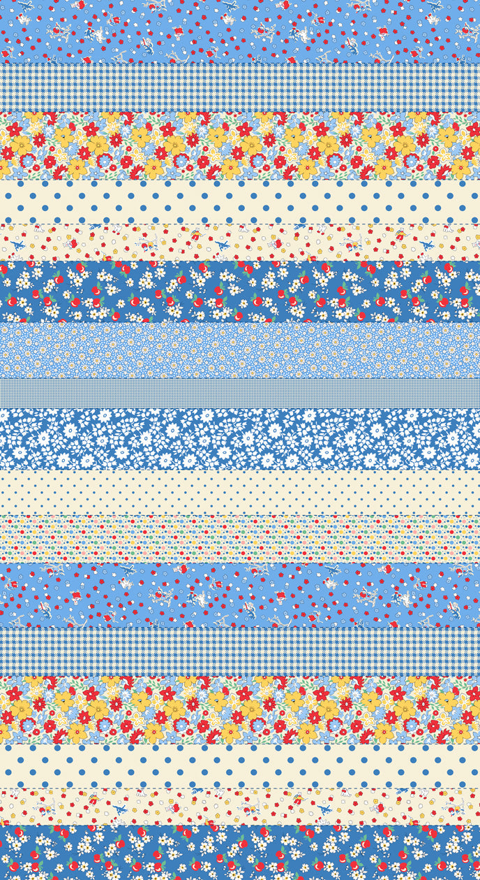 30s Playtime Cheater Stripes Scrappy Bluebell by Linzee McCray for Moda Fabrics 23380-12