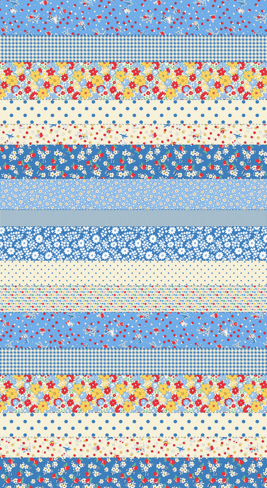 30s Playtime Cheater Stripes Scrappy Bluebell by Linzee McCray for Moda Fabrics 23380-12