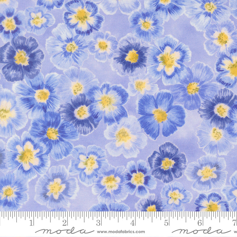 Delphinium Auricula Florals BLUEBELL by Janet Clare for Moda 24650-13 scale