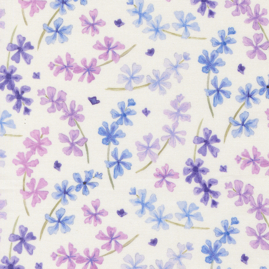 Delphinium Lilac Florals SNOWDROP by Janet Clare for Moda 24651-11