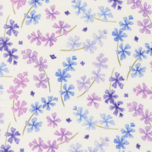 Delphinium Lilac Florals SNOWDROP by Janet Clare for Moda 24651-11