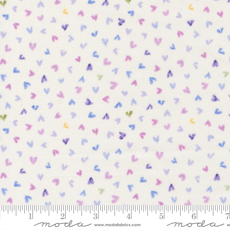 Delphinium Light Hearts Blenders SNOWDROP by Janet Clare for Moda 24653-11 scale