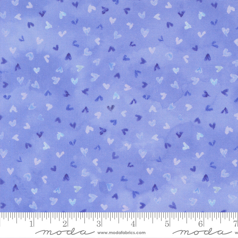 Delphinium Light Hearts Blenders BLUEBELL by Janet Clare for Moda 24653-14 scale