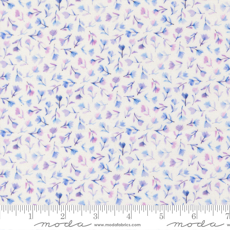 Delphinium Sea Pink Small Floral SNOWDROP by Janet Clare for Moda 24654-11 scale