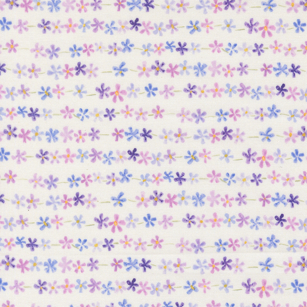 Delphinium Daisy Chain Stripes SNOWDROP by Janet Clare for Moda 24655-11