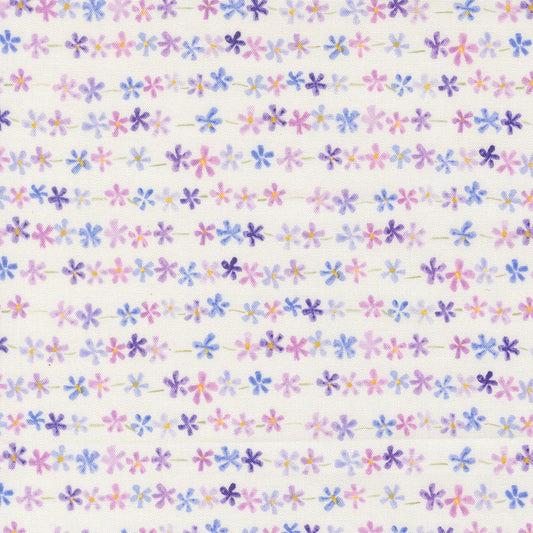 Delphinium Daisy Chain Stripes SNOWDROP by Janet Clare for Moda 24655-11