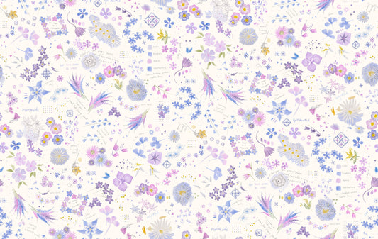 Delphinium Collage SNOWDROP by Janet Clare for Moda 24659-11