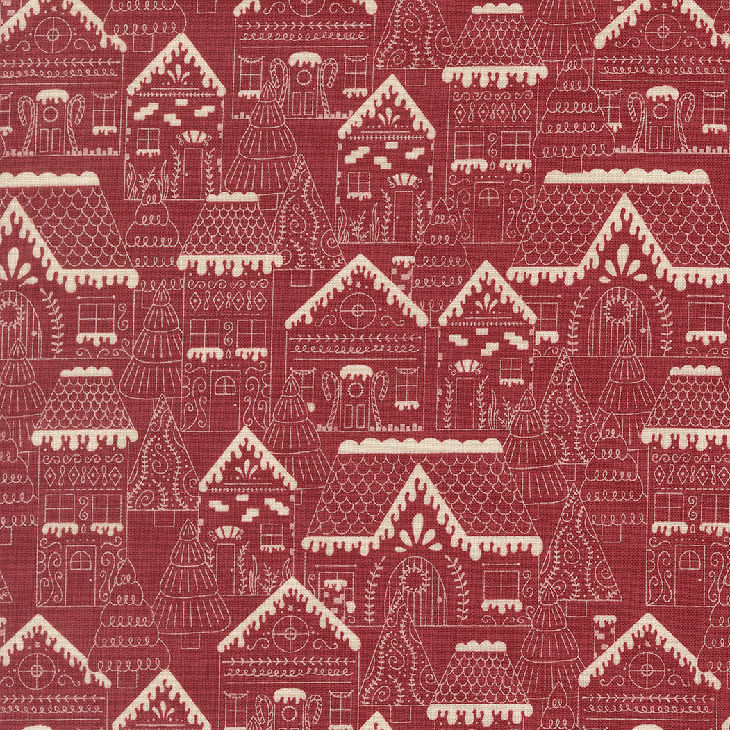 Gingerbread Lane Gingerbread Lane Landscape and Nature Cranberry by Kileys Quilt Room for Moda Fabrics 26150-18