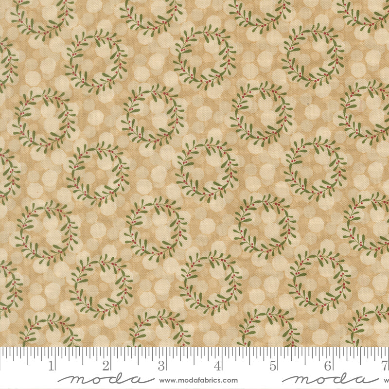 Gingerbread Lane Glittering Lights Blenders Wreaths Gingerbread by Kileys Quilt Room for Moda Fabrics 26155-21 scale