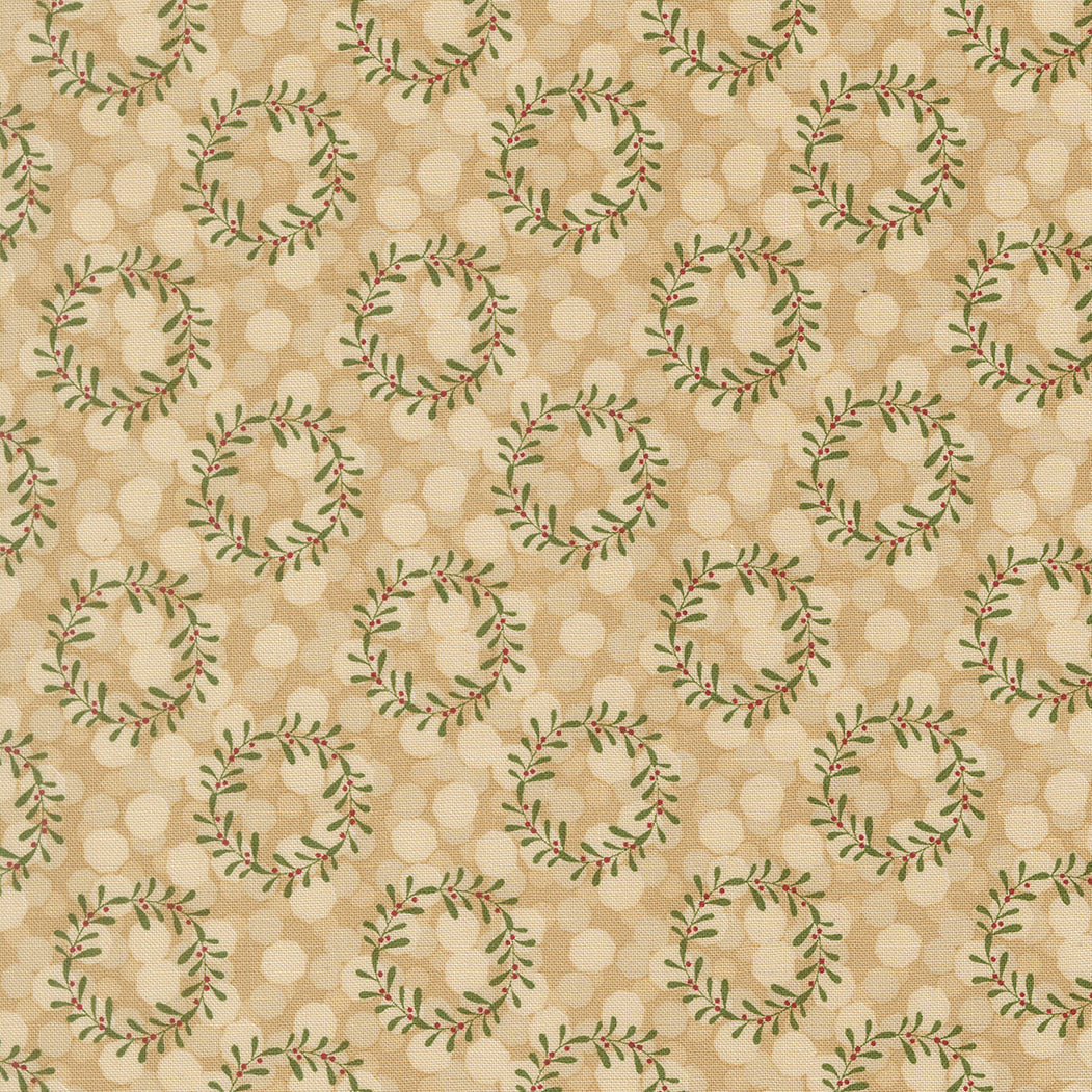 Gingerbread Lane Glittering Lights Blenders Wreaths Gingerbread by Kileys Quilt Room for Moda Fabrics 26155-21