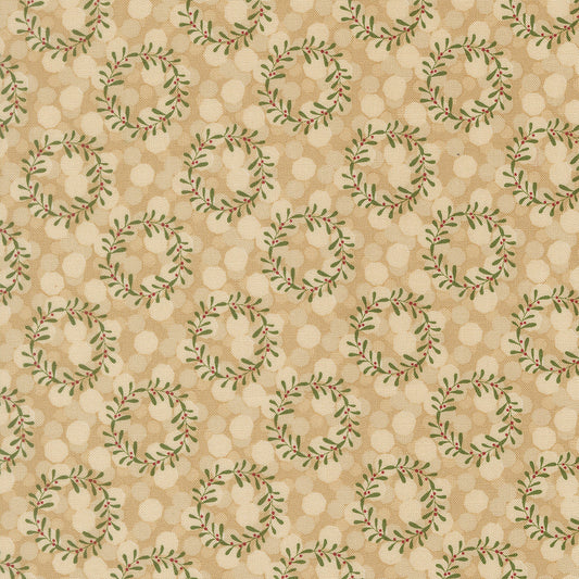 Gingerbread Lane Glittering Lights Blenders Wreaths Gingerbread by Kileys Quilt Room for Moda Fabrics 26155-21