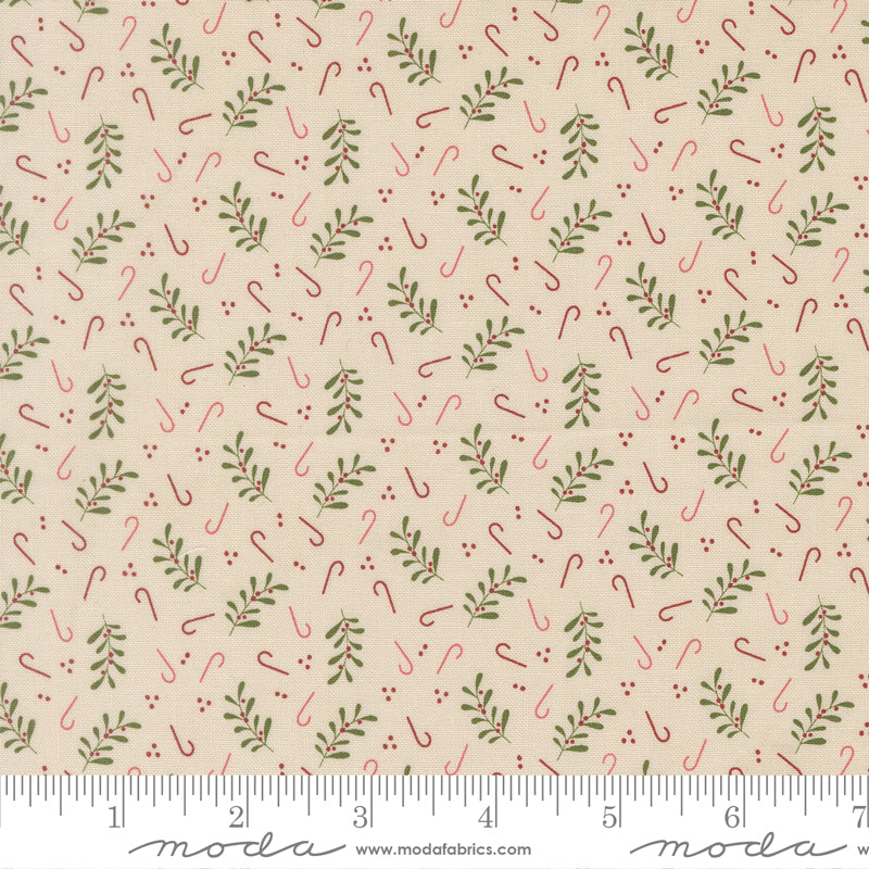 Gingerbread Lane Holly Candy Novelty Candy Canes Sugar by Kileys Quilt Room for Moda Fabrics 26157-11 scale