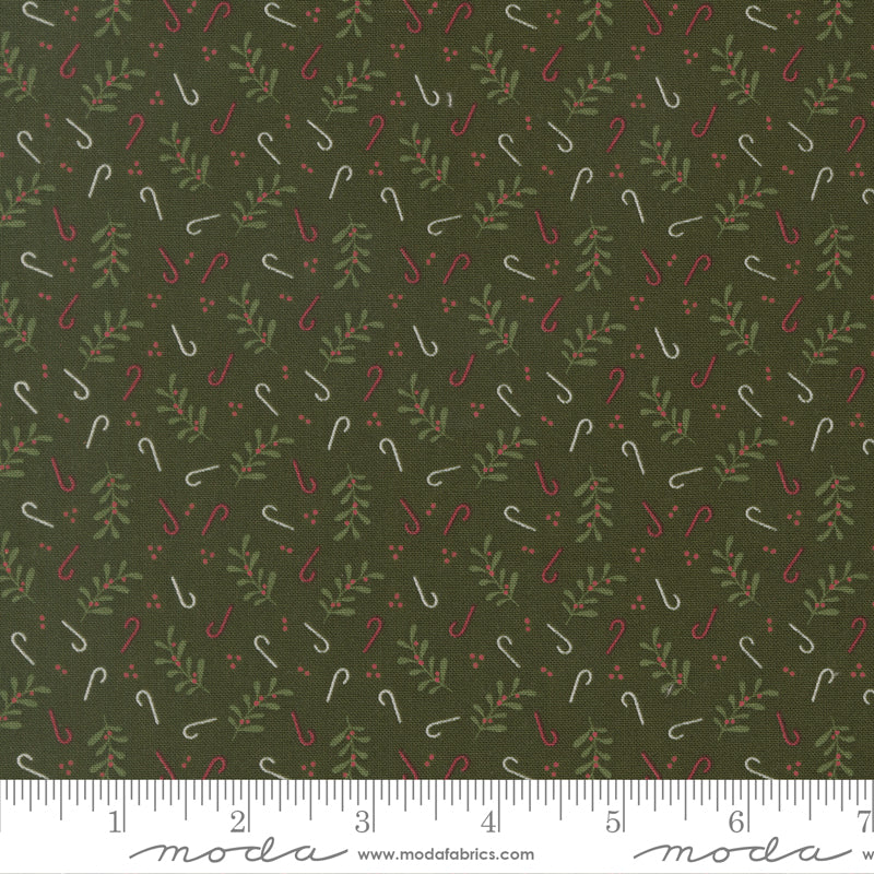 Gingerbread Lane Holly Candy Novelty Candy Canes Pine by Kileys Quilt Room for Moda Fabrics 26157-15 scale