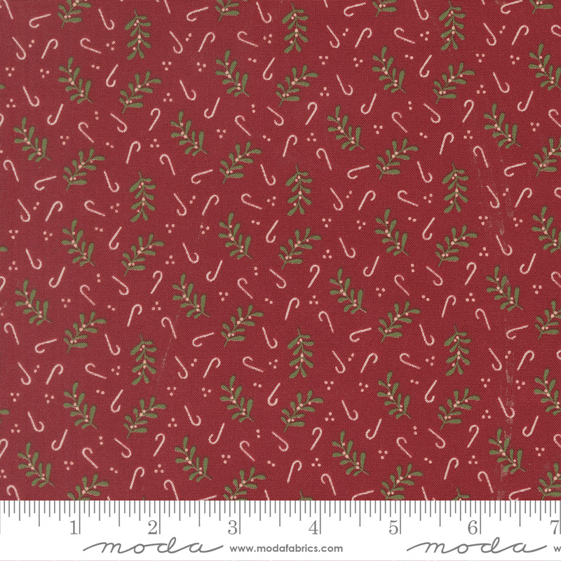 Gingerbread Lane Holly Candy Novelty Candy Canes Cranberry by Kileys Quilt Room for Moda Fabrics 26157-18 scale