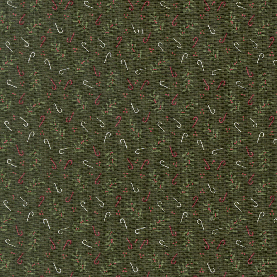 Gingerbread Lane Holly Candy Novelty Candy Canes Pine by Kileys Quilt Room for Moda Fabrics 26157-15
