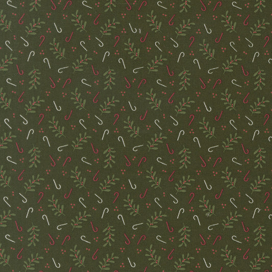 Gingerbread Lane Holly Candy Novelty Candy Canes Pine by Kileys Quilt Room for Moda Fabrics 26157-15