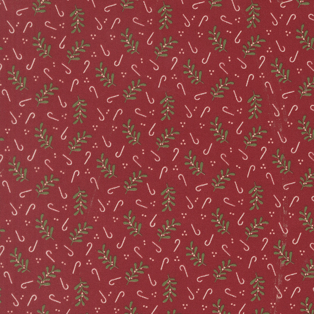 Gingerbread Lane Holly Candy Novelty Candy Canes Cranberry by Kileys Quilt Room for Moda Fabrics 26157-18