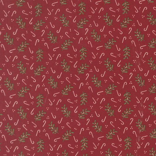 Gingerbread Lane Holly Candy Novelty Candy Canes Cranberry by Kileys Quilt Room for Moda Fabrics 26157-18