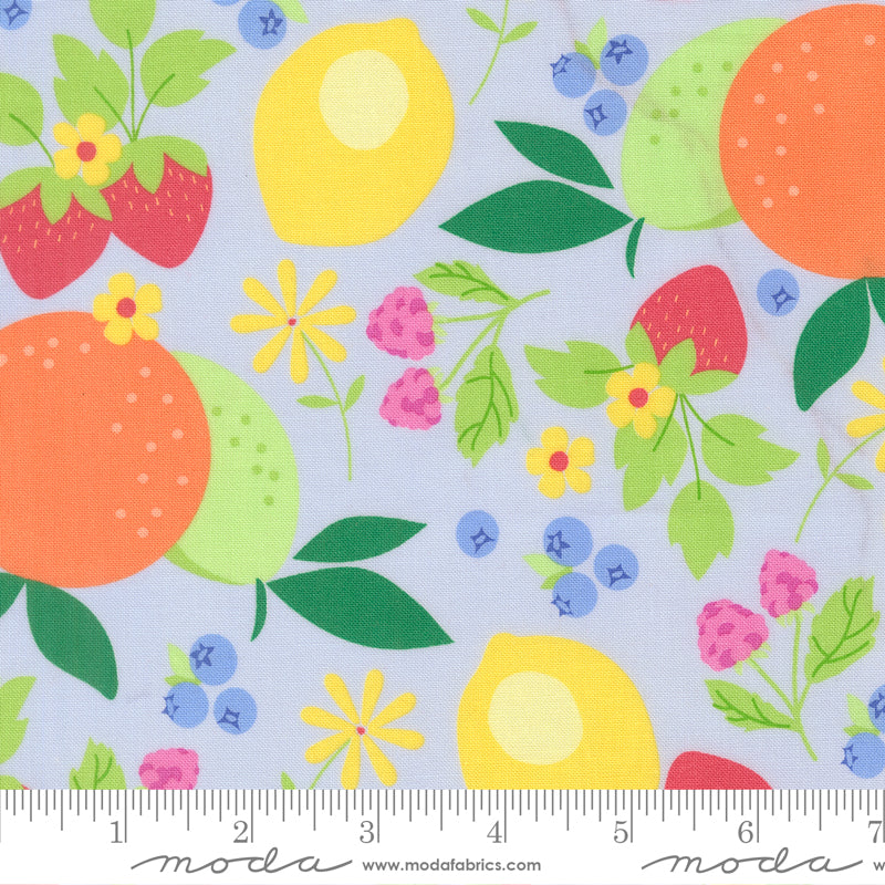 Fruit Salad Mixed Fruits Novelty LIGHT BLUE by Corey Yoder for Moda 29240-22 scale