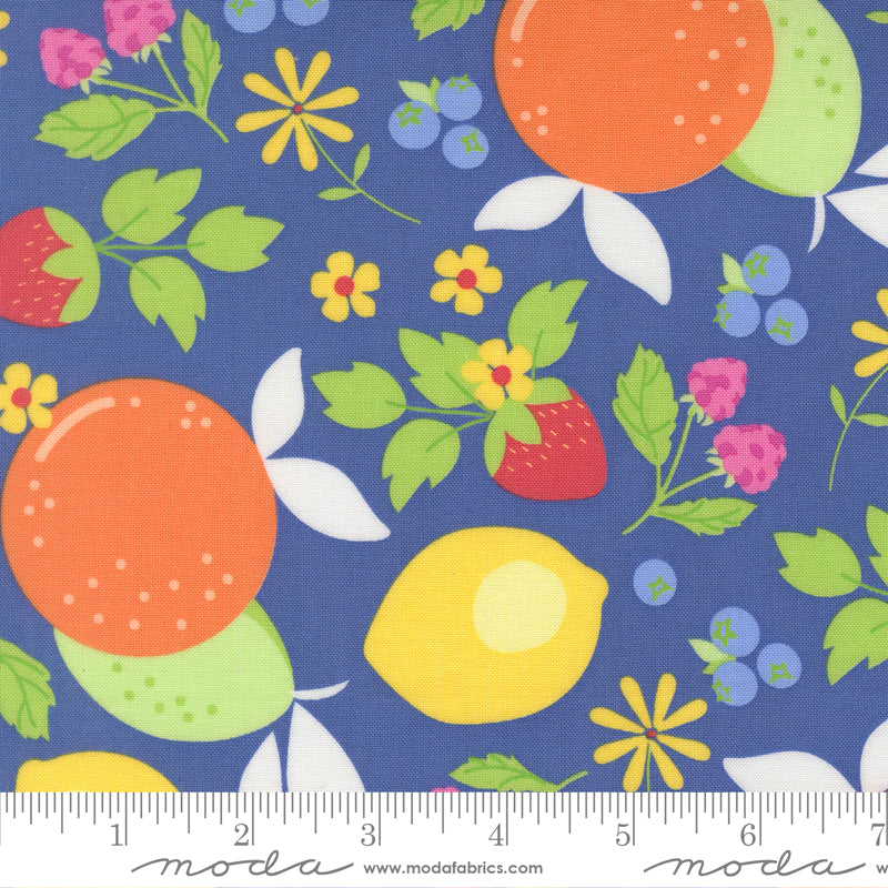 Fruit Salad Mixed Fruits Novelty COBALT by Corey Yoder for Moda 29240-24 scale