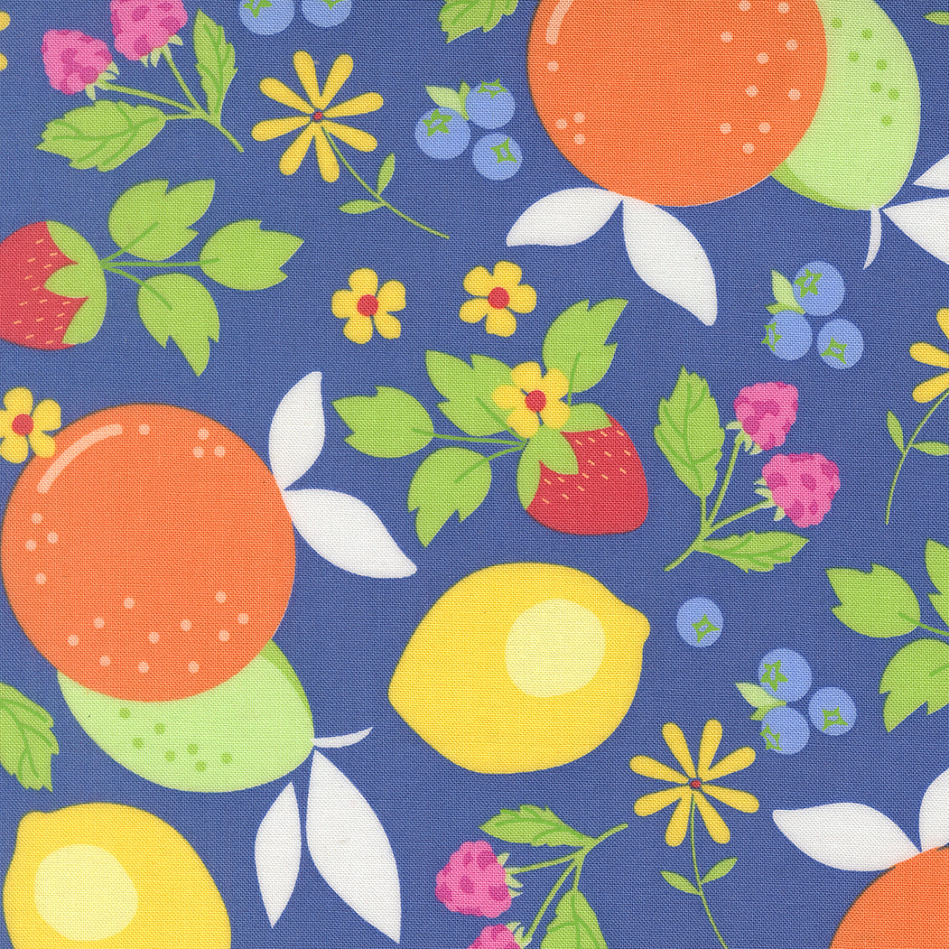 Fruit Salad Mixed Fruits Novelty COBALT by Corey Yoder for Moda 29240-24