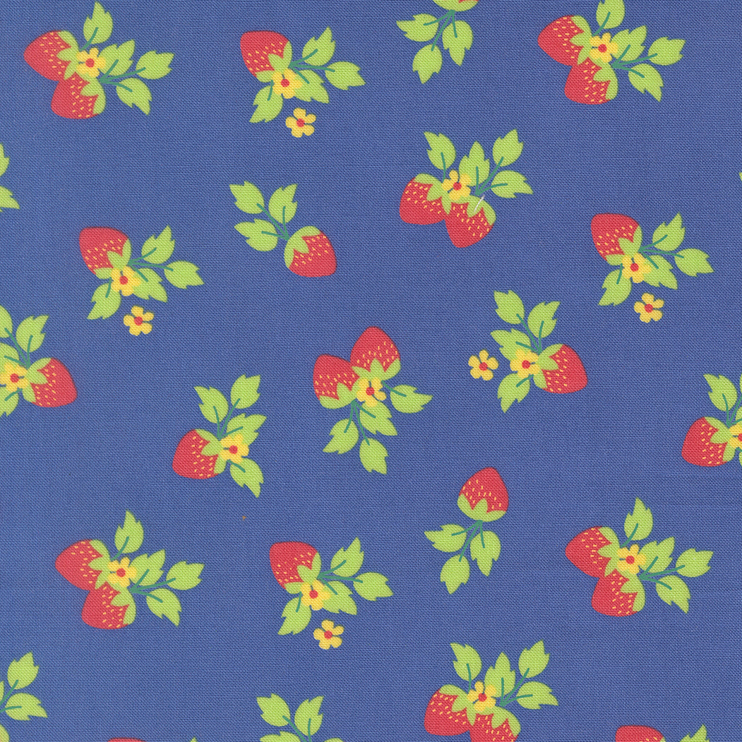 Fruit Salad Strawberries Novelty COBALT by Corey Yoder for Moda 29243-24