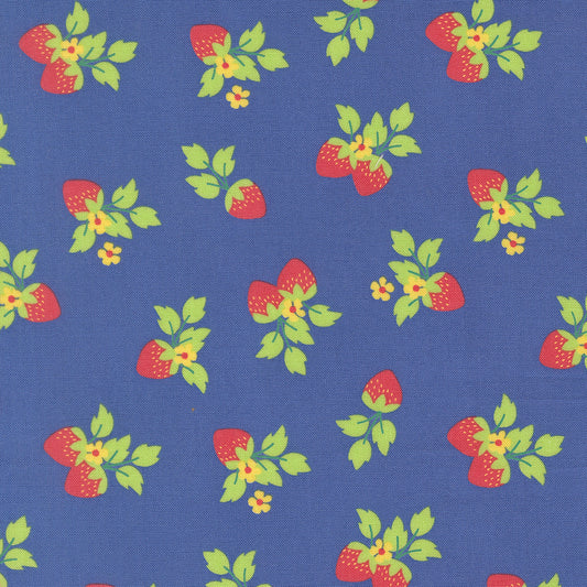 Fruit Salad Strawberries Novelty COBALT by Corey Yoder for Moda 29243-24