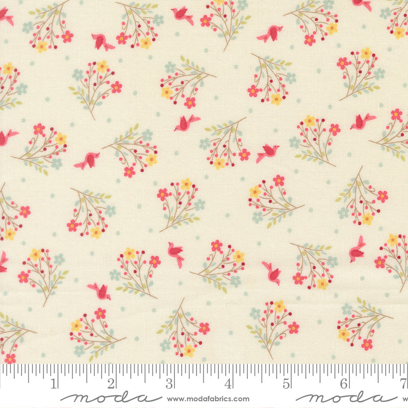 Lyda Rose PORCELAIN Tossed Floral Bouquet yardage