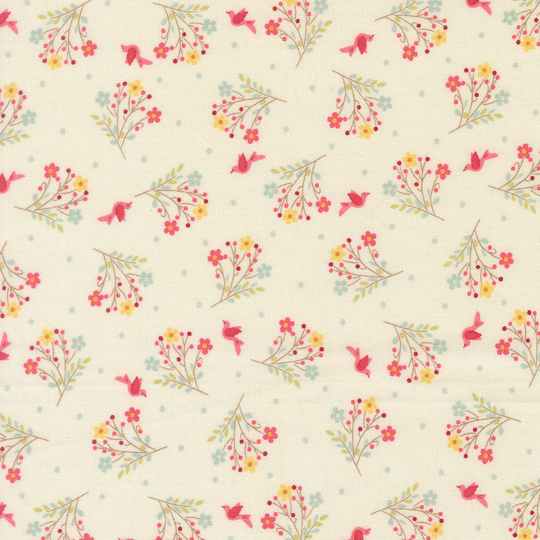 Lyda Rose PORCELAIN Tossed Floral Bouquet yardage