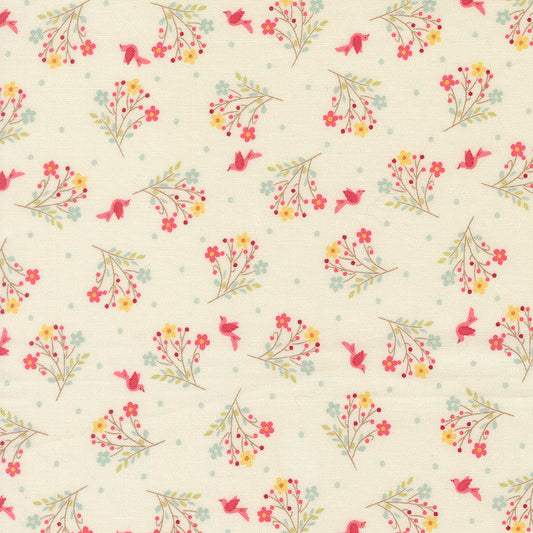 Lyda Rose PORCELAIN Tossed Floral Bouquet yardage