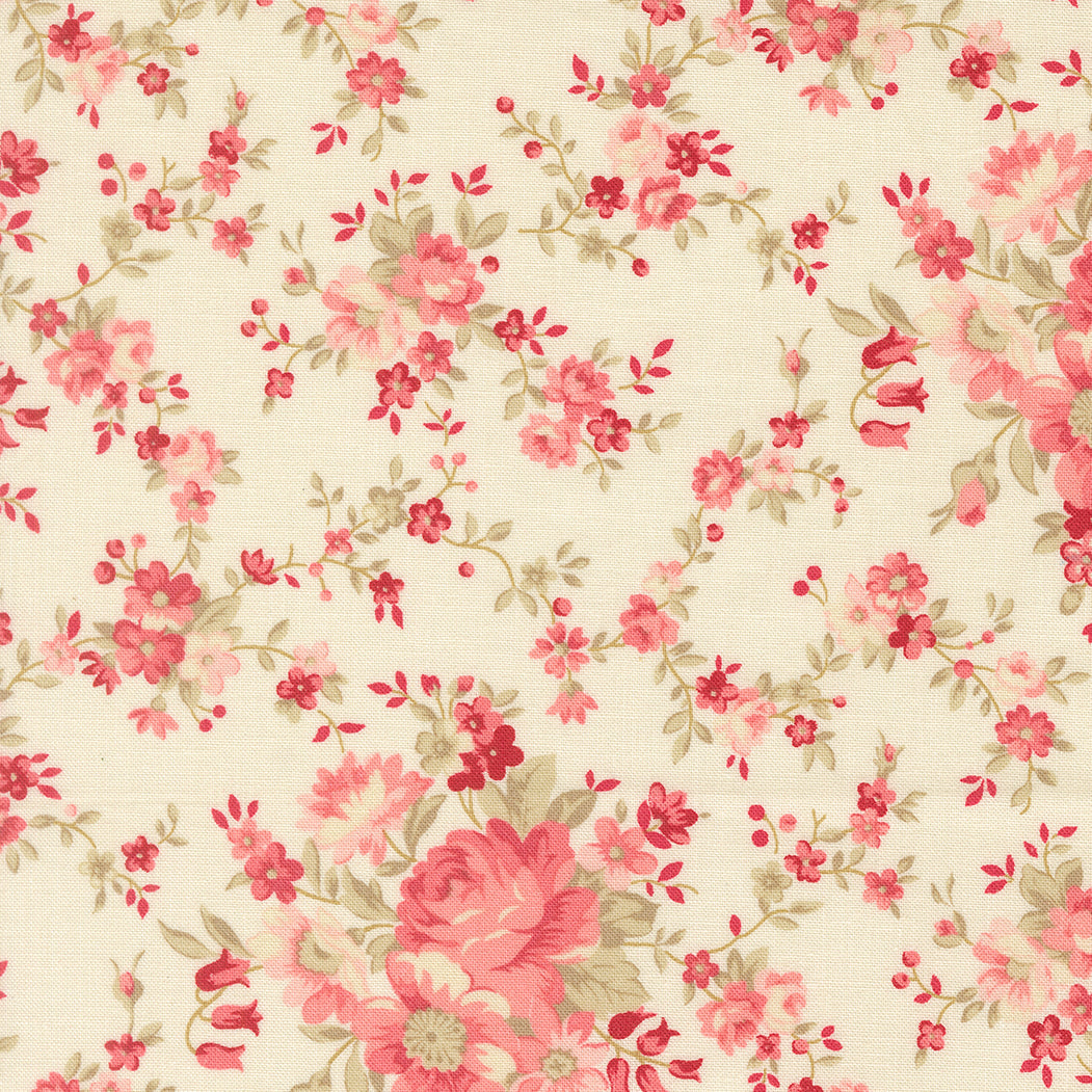 Petals And Polka Dots Blossoms Florals Lace by Bunny Hill Designs for Moda Fabrics 3080-11