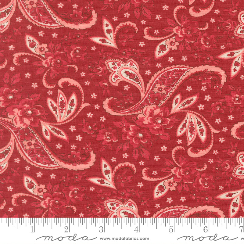 Petals And Polka Dots Pretty Paisley Rose by Bunny Hill Designs for Moda Fabrics 3081-20 scale