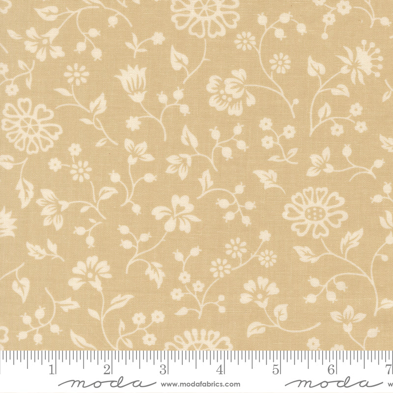 Petals And Polka Dots Fleurs Florals Linen by Bunny Hill Designs for Moda Fabrics 3082-13 scale