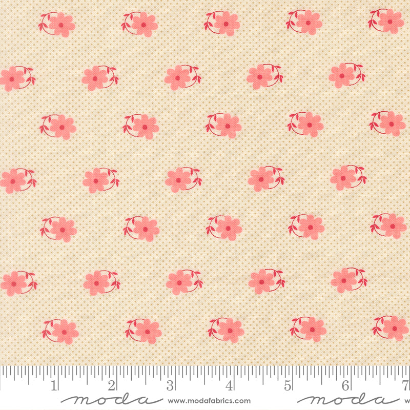 Petals And Polka Dots Pinwheels Florals Dots Lace by Bunny Hill Designs for Moda Fabrics 3083-11 scale